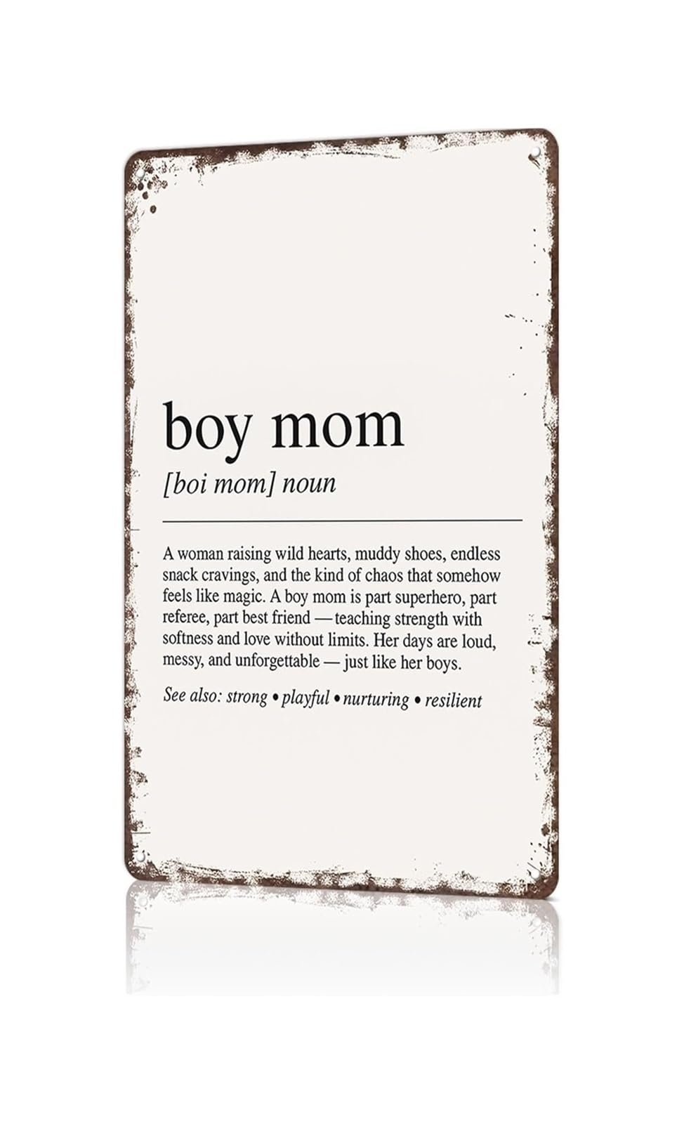 AUOQKQUT Vintage Boy Mom Definition Tin Sign Crazy Blessed Mama Metal Wall-Art Humorous Parenting Decor For Playroom Mudroom Office 8 X 12 inch