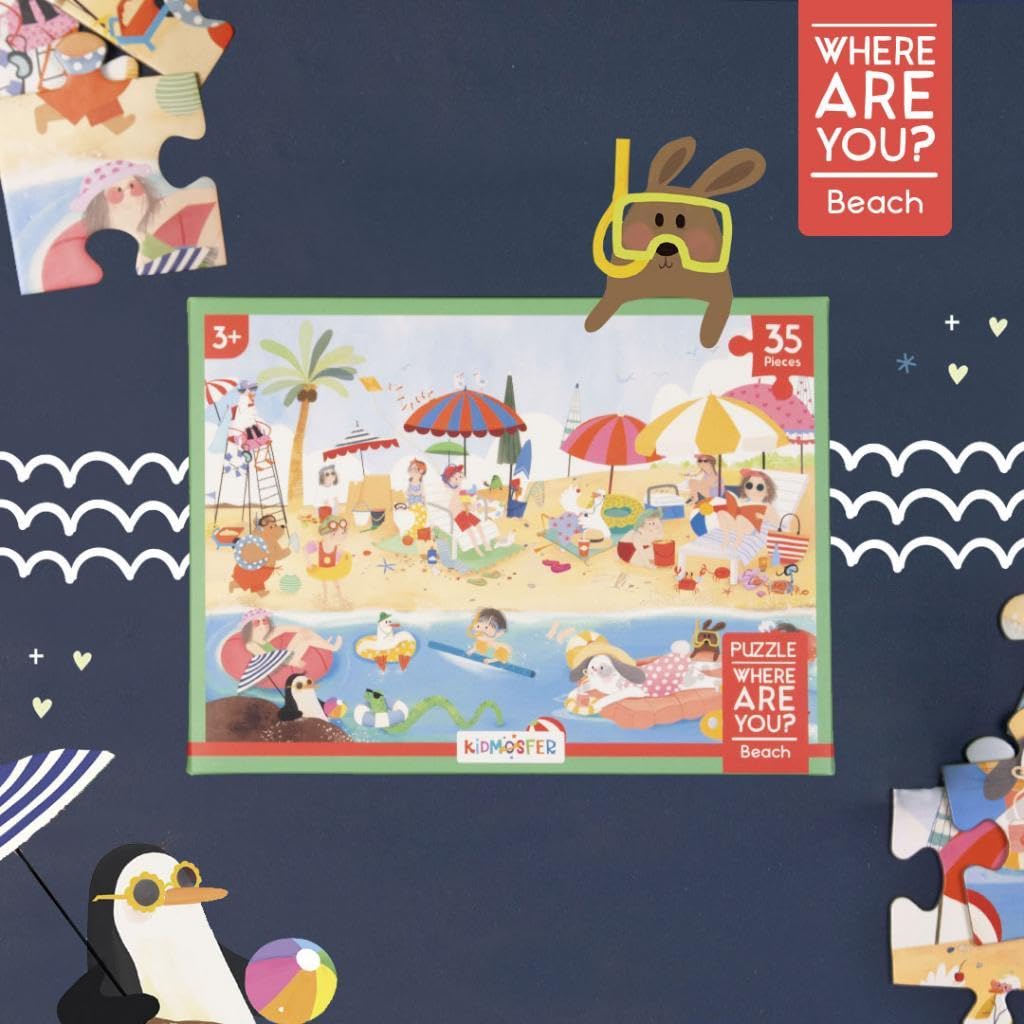 Where Are You/Neredesin/Plaj Puzzle (Yapboz) / 35 Parça 3+ Yaş