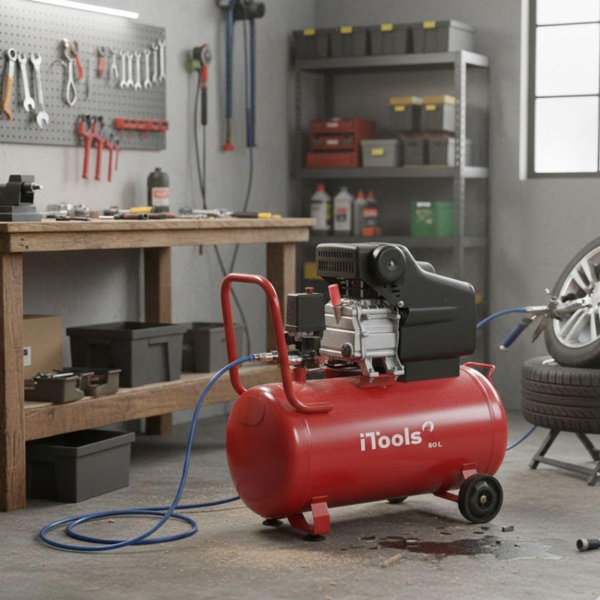 Compressore d'aria 50 l, 8 bar, 115 psi, silenzioso, 2 CV, 1,5 kW