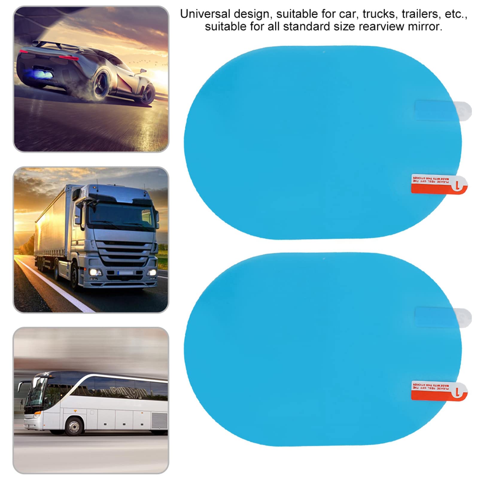 A prueba de lluvia Anti-vaho 100x145mm Espejo retrovisor protector de lluvia, Película de espejo exterior, para camiones Todos los remolques de coche con espejo retrovisor de tamaño estándar