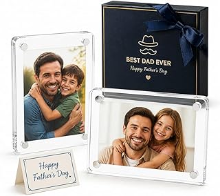 2-Pack Automotive PMMA Car Visor Photo Holder with 4 Corner N52 Neodymium Magnets - High-Clarity Drive Safe Daddy Clip for Polaroid Go and Instax Mini Pictures