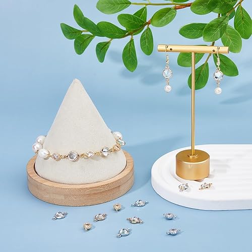 Miniatura 5 de SUPERFINDINGS 32 piezas de 4 estilos de diamantes de imitación de conector redondo con doble lazo chapado en oro plata conector colgante colgante