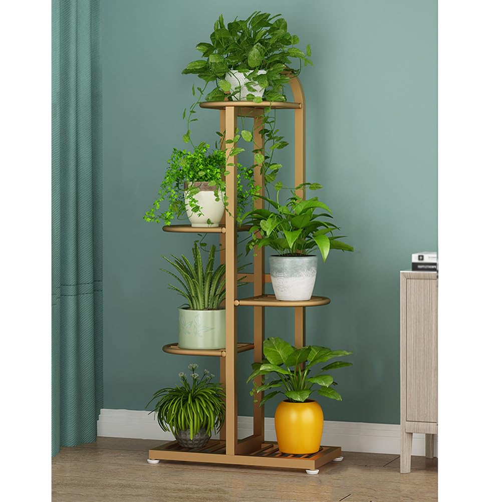 YUANCHUTOP Gold Metal Plant Stand, Tall Multi-Tier Flower Pot Holder, 41.3" Decorative Planter Shelf for Indoor/Outdoor Use, Ideal for Balcony, Garden & Living Room Display.