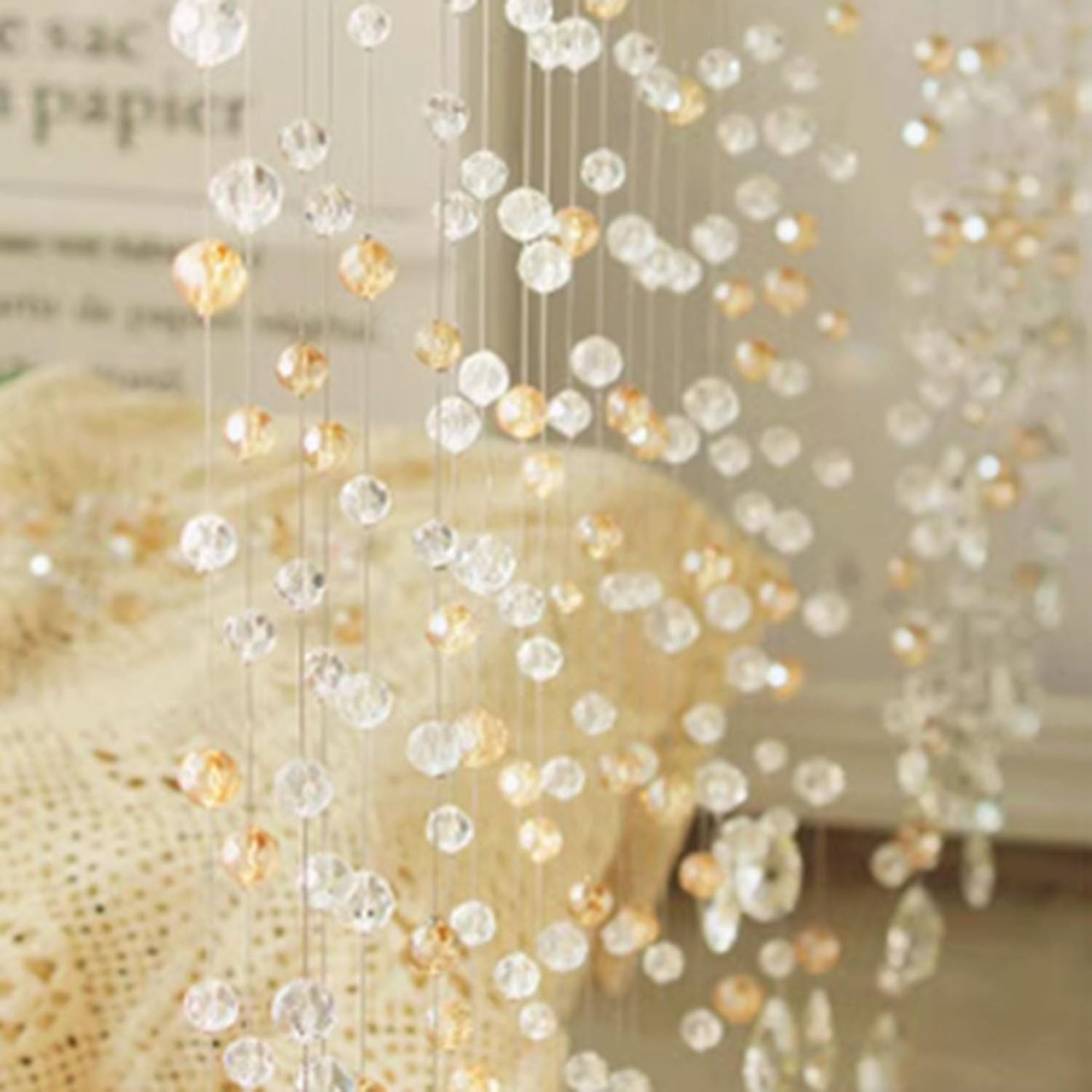 クリスタルガラスビーズカーテン 透明長180cm ビーズカーテンの