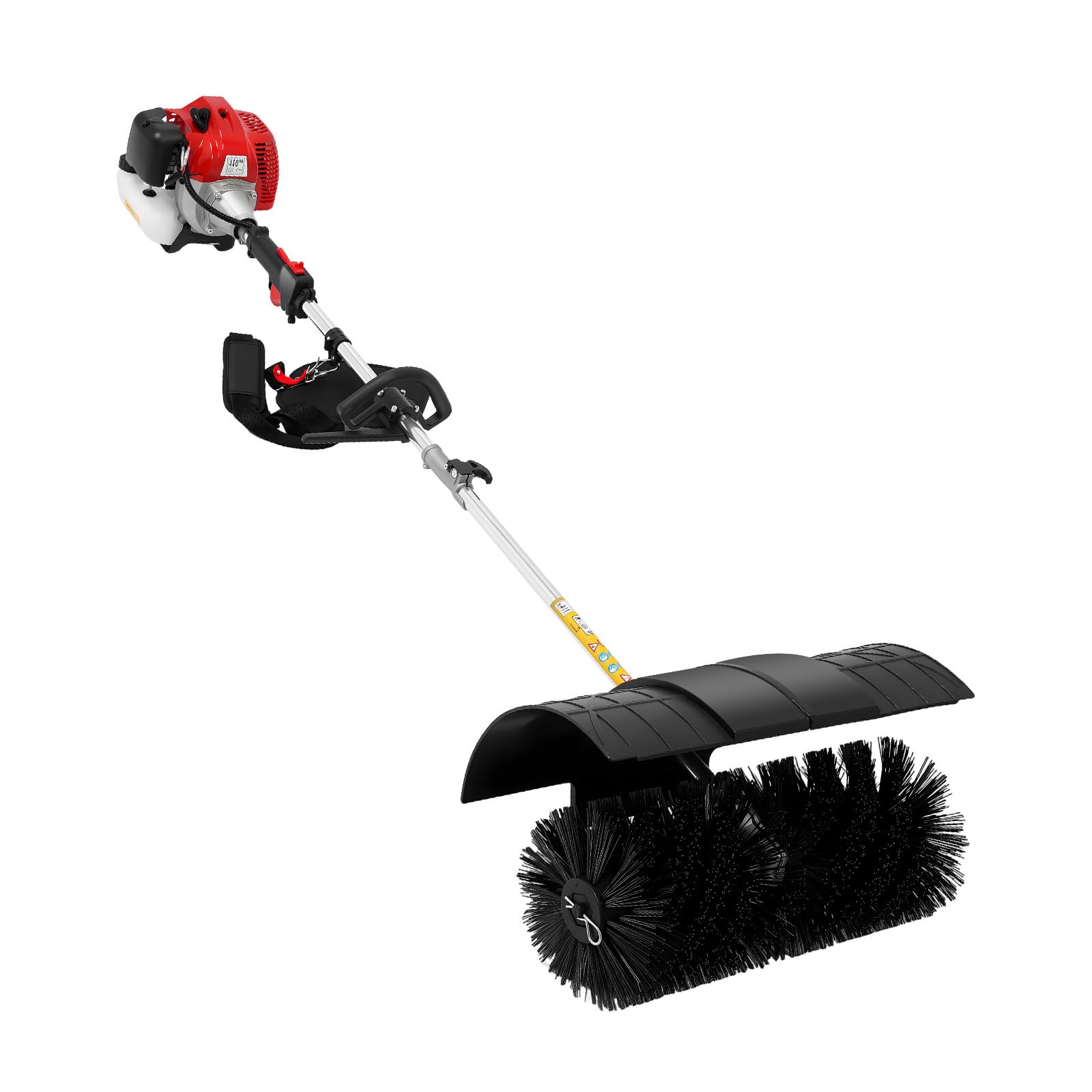 52CC Handheld Schneefräse, 2-Takt 2,3 PS Kehrmaschine Benzin mit Prallplatte und Schultergurt, Upgraded 1.7KW Benzin Besen für Kunstrasenflächen, Straßen, Bauernhöfen
