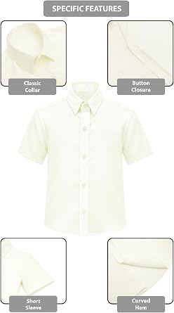 Lilax Boys Classic Short Sleeve Button Down Casual Solid Dress Shirt