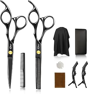 Hairdressing Scissors Set, Hair Cutting Scissor Professional for Women Men, 6.7" Thinning Barber Scissors and Comb for Salon Kids, Sharp Stainless Steel Haircut Scissor with Clips for Beard Trimming