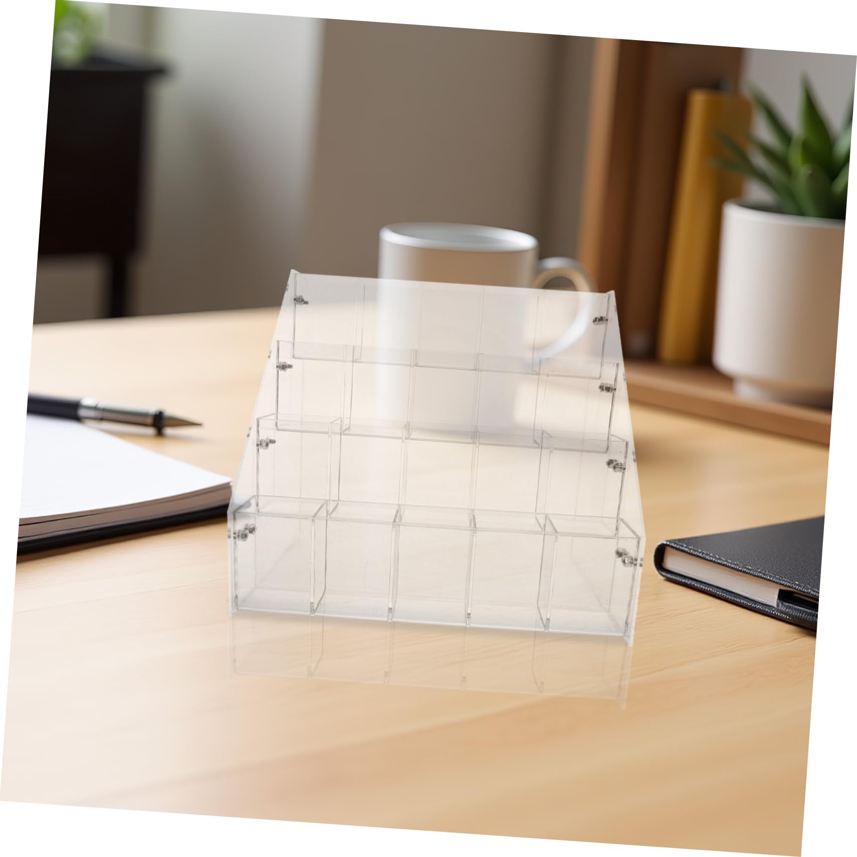 DOITOOL 4étage Pot à Stylos Acrylique Transparent Présentoir à Niveaux Organisateur De Bureau Pour Stylos Et Crayons