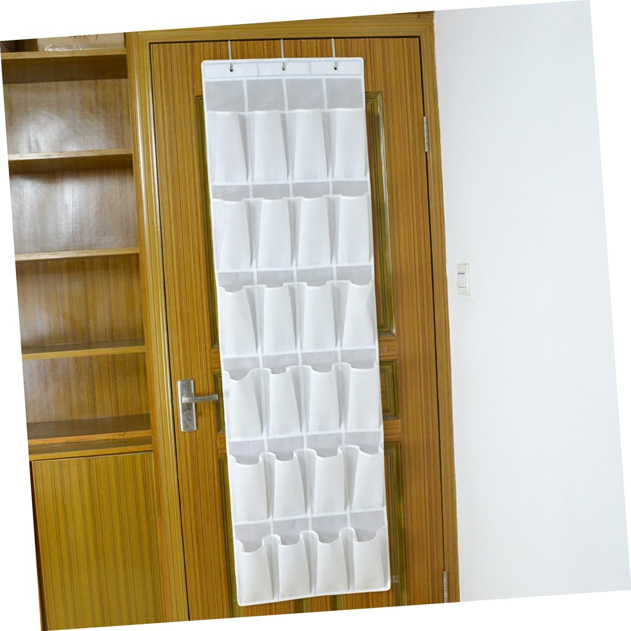 24pcs over The Door Shoe Storage Hanging Bag Practical Organizer for Keys Phones Shoes Sundries White Cloth Design for Home Organization