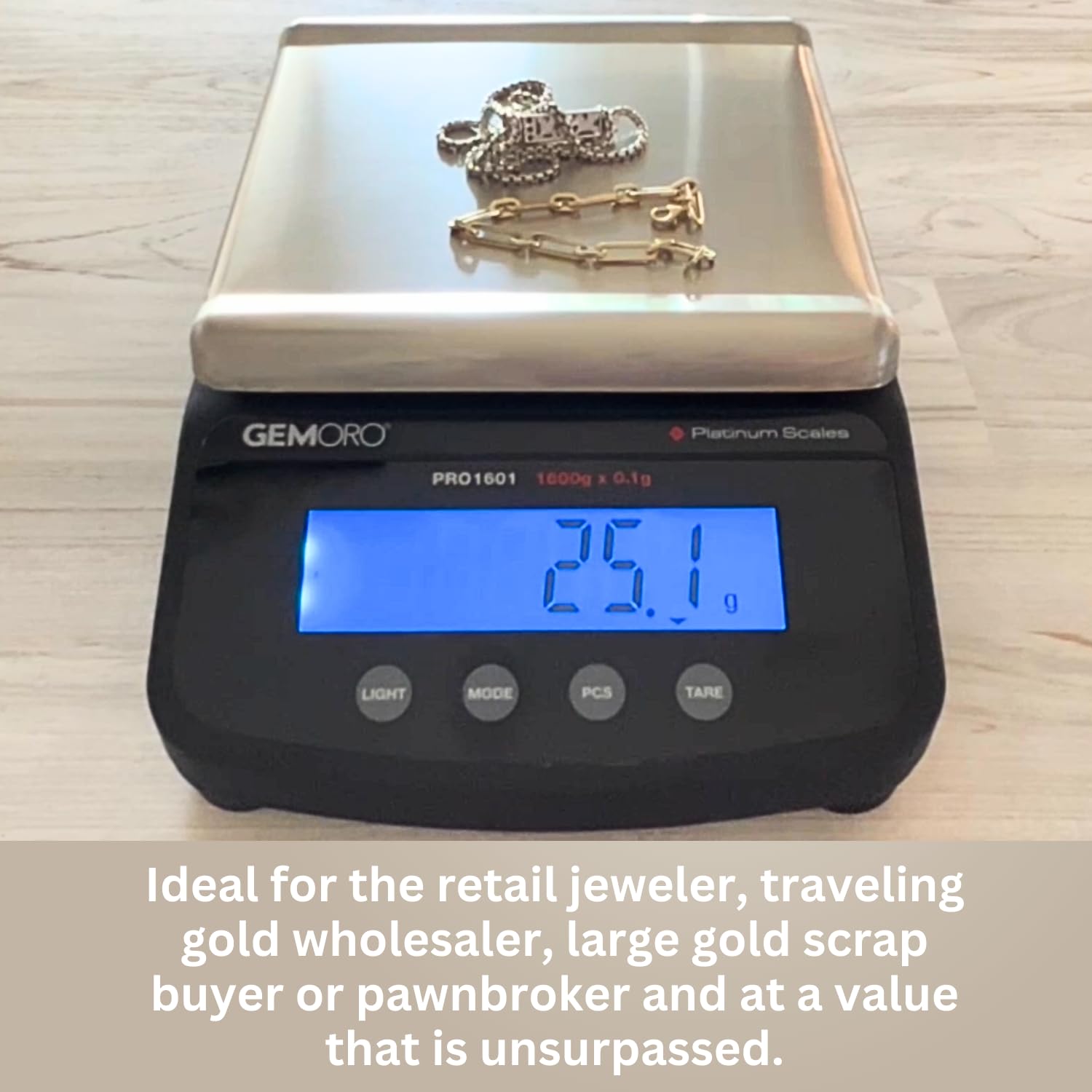 GemOro Platinum PRO1601 | Durable Precise Jewelers Countertop Portable Scale | Digital Precision Tool with Expert Professional Reading & Accuracy 1600g x 0.1g Readability (9751)