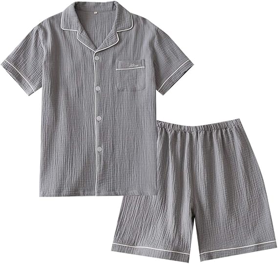 Amazon Co Jp パジャマ メンズ 半袖 レディース 夏 綿 二重ガーゼ ルームウェア 上下セット 無地 肌に優しい 吸汗 通気 夫婦 部屋着 4色 ファッション