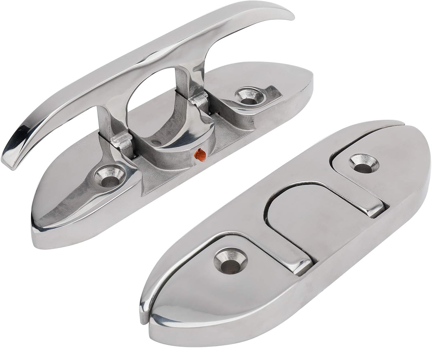 NovelBee 4pcs 6 Inch 316 Stainless Steel Folding Cleat with Mounting Screws,Flip Up Dock Cleat for Boat