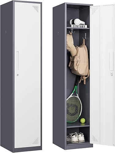 Armario de metal para el hogar, vestidor, armarios de almacenamiento de acero de 71 pulgadas para empleados, armario con cerradura con 1 puerta