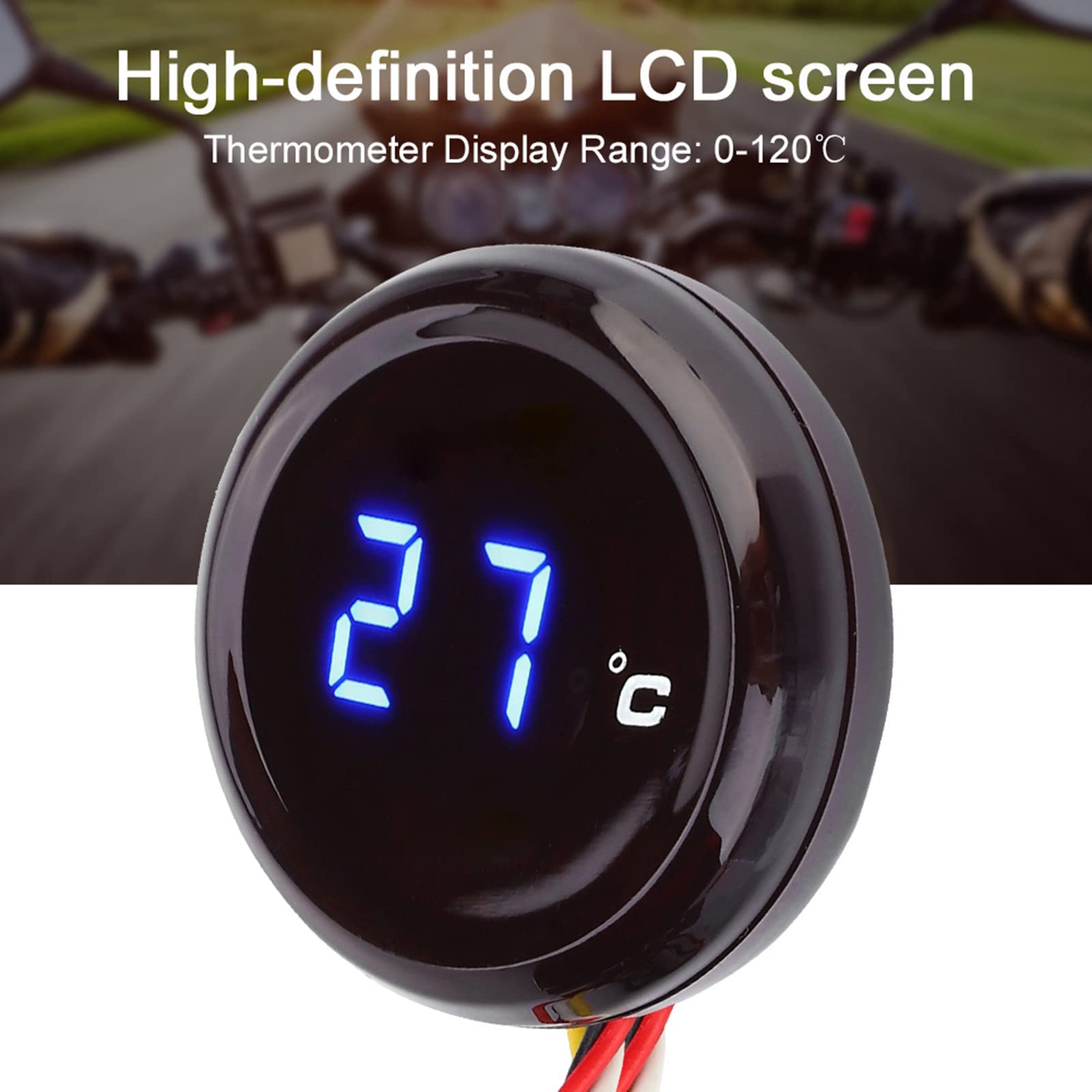 Motorrad Wassertemperaturanzeige, Digitales Thermometer Wassertemperatur-Messgerät Motorrad Wassertemperatur Meter Gauge Universelle für 12V Motorräder