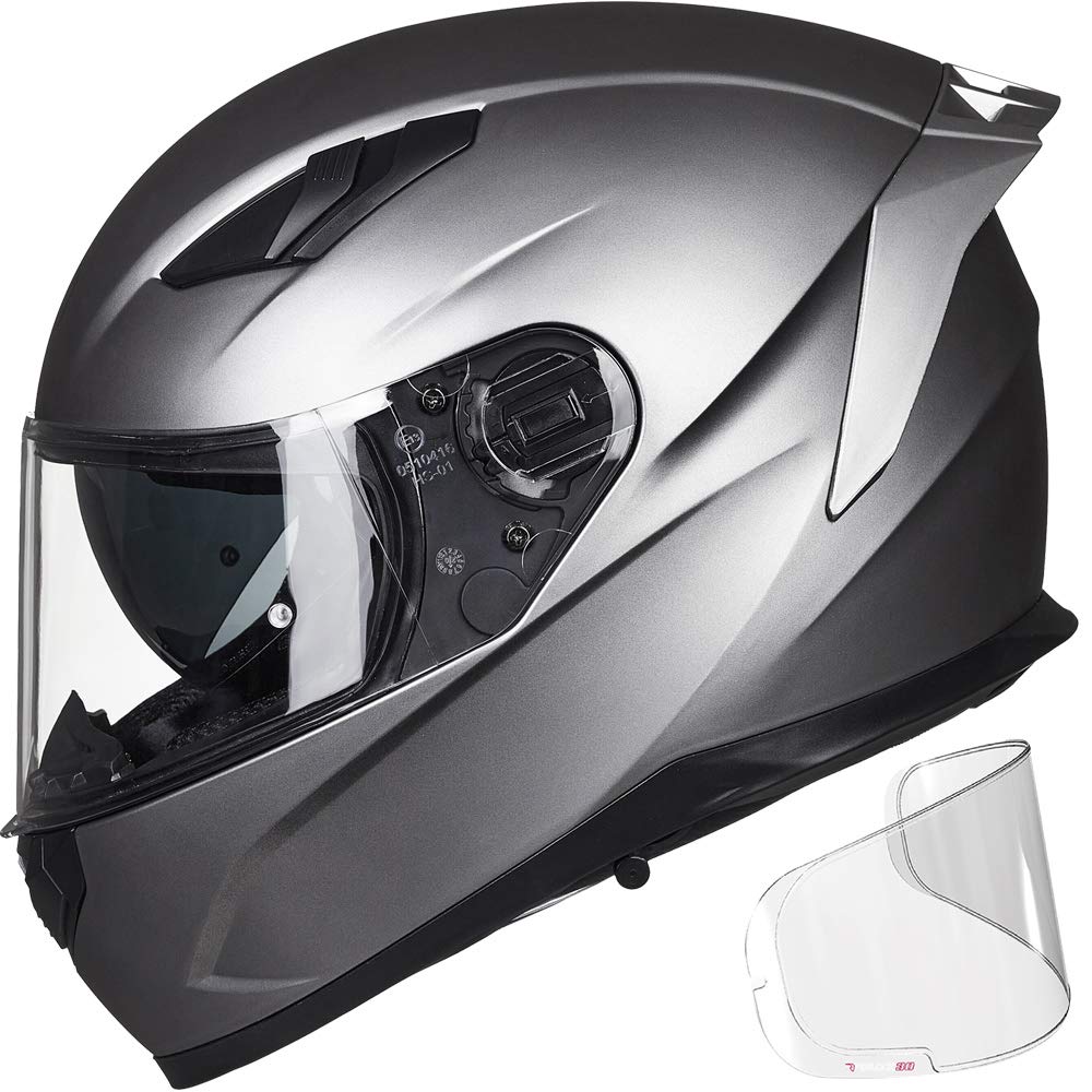 ILMILM Motorcycle Helmets Full Face with Anti-Fog Pinlock for Cascos para Motos Mens Women Snowmobile Heated Shield Optional DOT Model-129 (Gray, M)