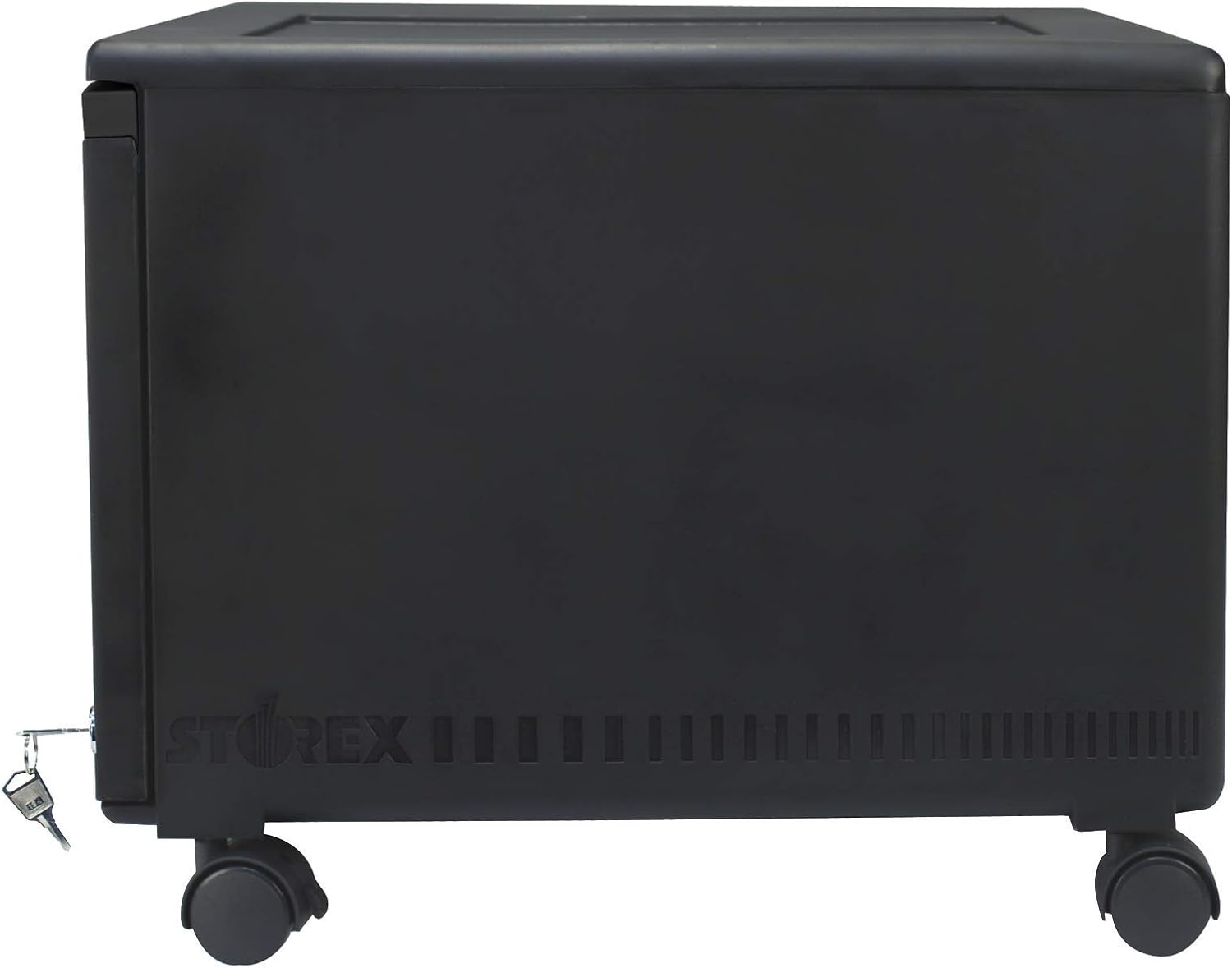 Black Plastic Mobile Lockable 2-Drawer Filing Cabinet