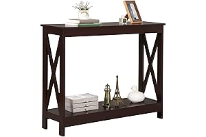 ZENY Console Table, Slim Entryway Table with 2-Tier Shelves for Living Room Décor