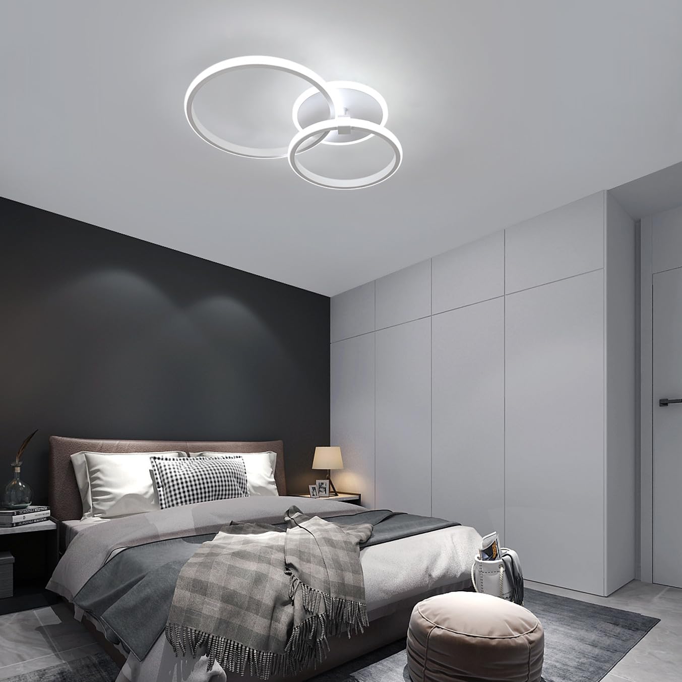 Comely Plafon LED Nowoczesny, 42W 4700LM Okrągły Design Oprawa Sufitowa LED, 6500K Zimna Biała Lampa Sufitowa Biała Do Sypialni, Salonu, Kuchni, Holu, Biura