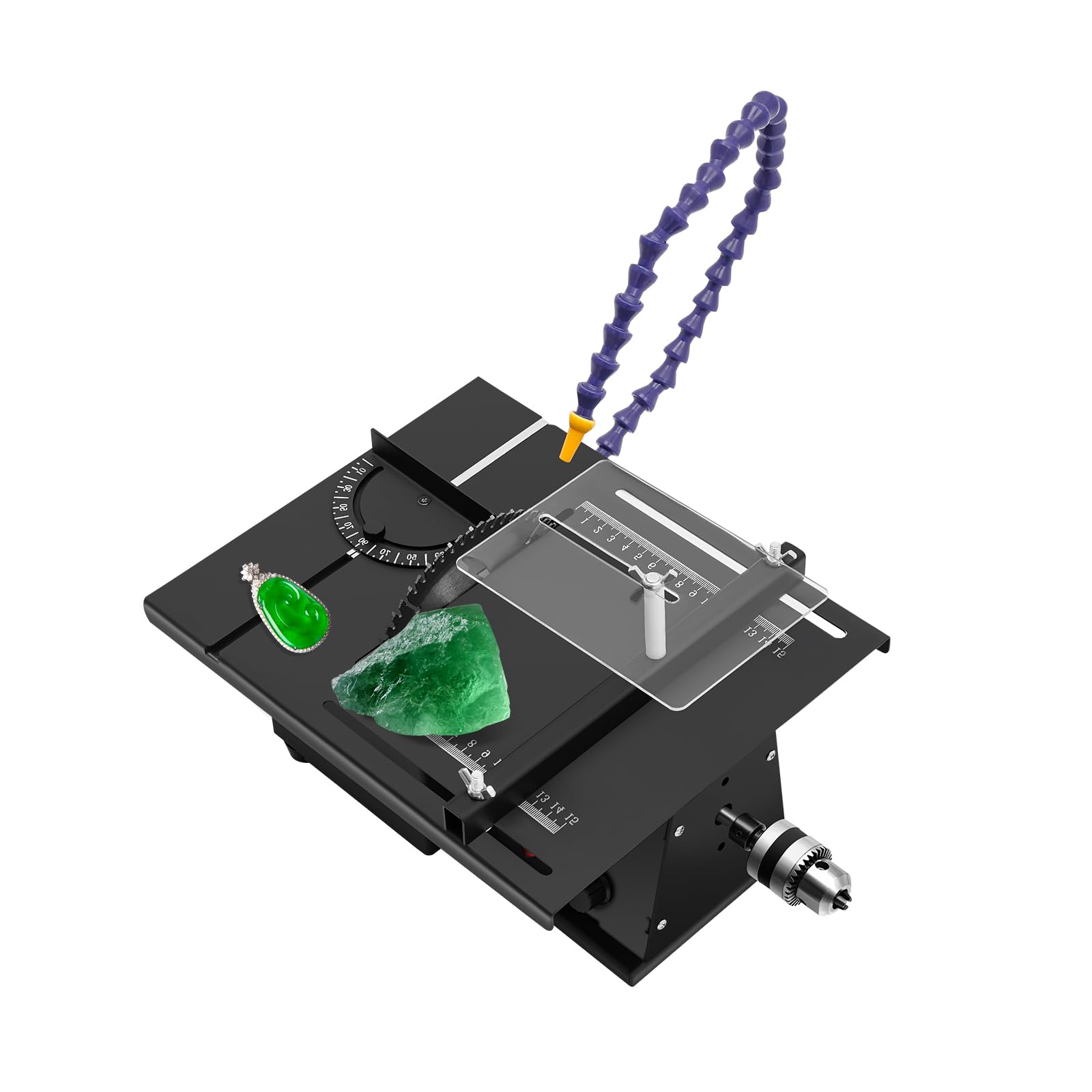 RocoReny 1850W Mini Table Saw, DIY Gem Faceting Cutting Carving Polishing Machine for Cutting Rocks, Stepless Speed Regulation Jewelry Rock Polishing