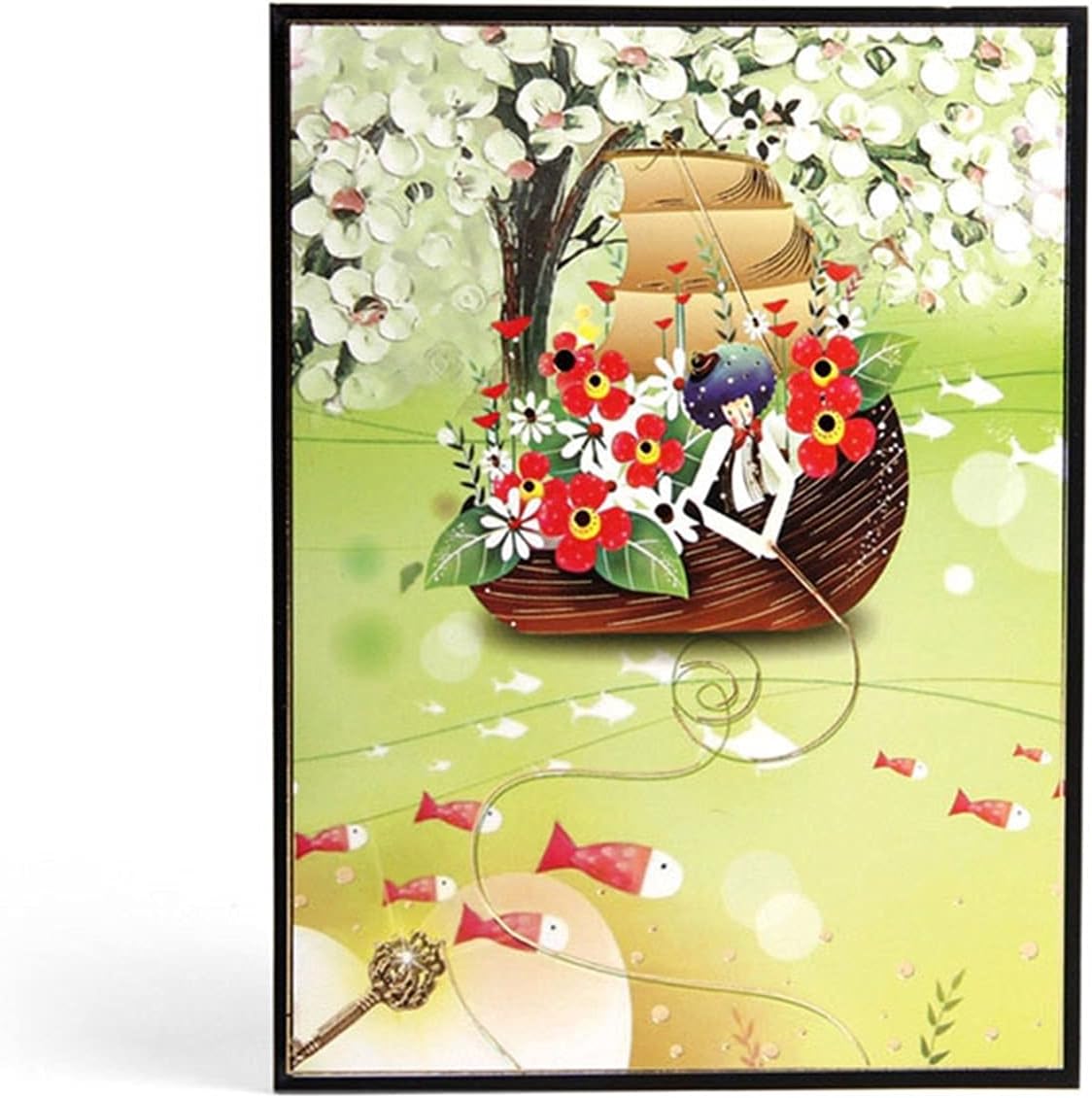 グリーティングカード グリーティングカード3Dレーザーカット手作りカラフルなカバースカイブルーボートセーリング船紙の紙のグリーティン