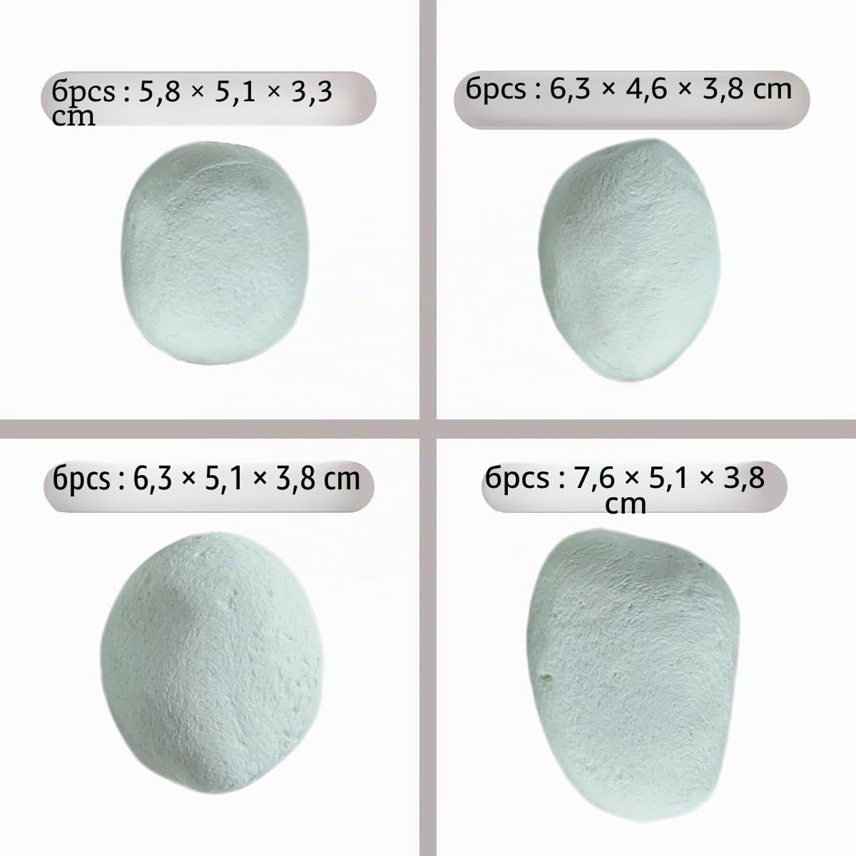 Lot de 24 galets de lave ronds en céramique pour cheminées intérieures et extérieures et foyers, pierres décoratives pour aménagement paysager (blanc)