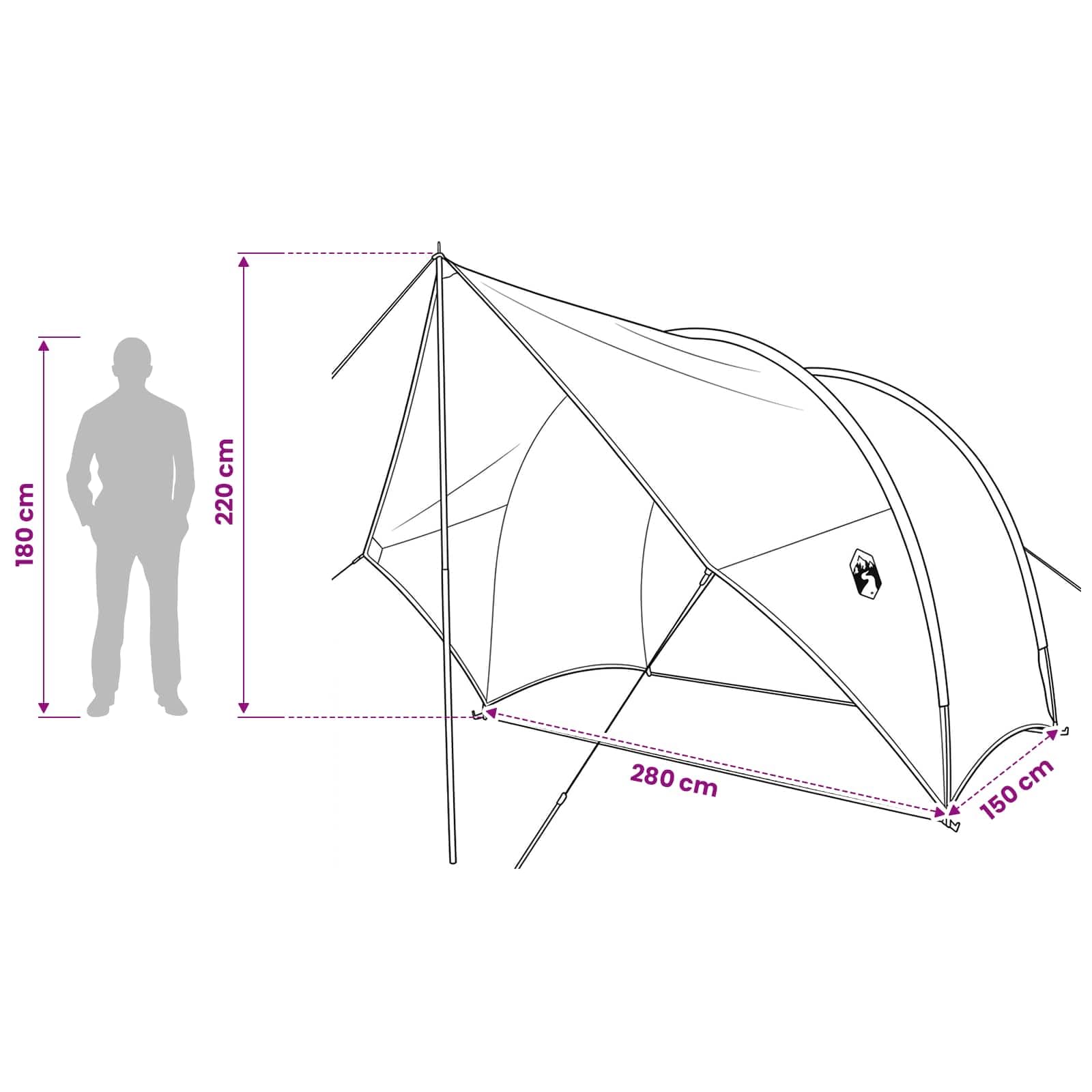 Heck-Awnings wodoodporna oliwkowa zieleń, 405 x 280 x 220 cm, poliester 185T z powłoką PU, włókno szklane i stal, ochrona przed promieniowaniem UV, lekka, na kemping, podróż, na zewnątrz