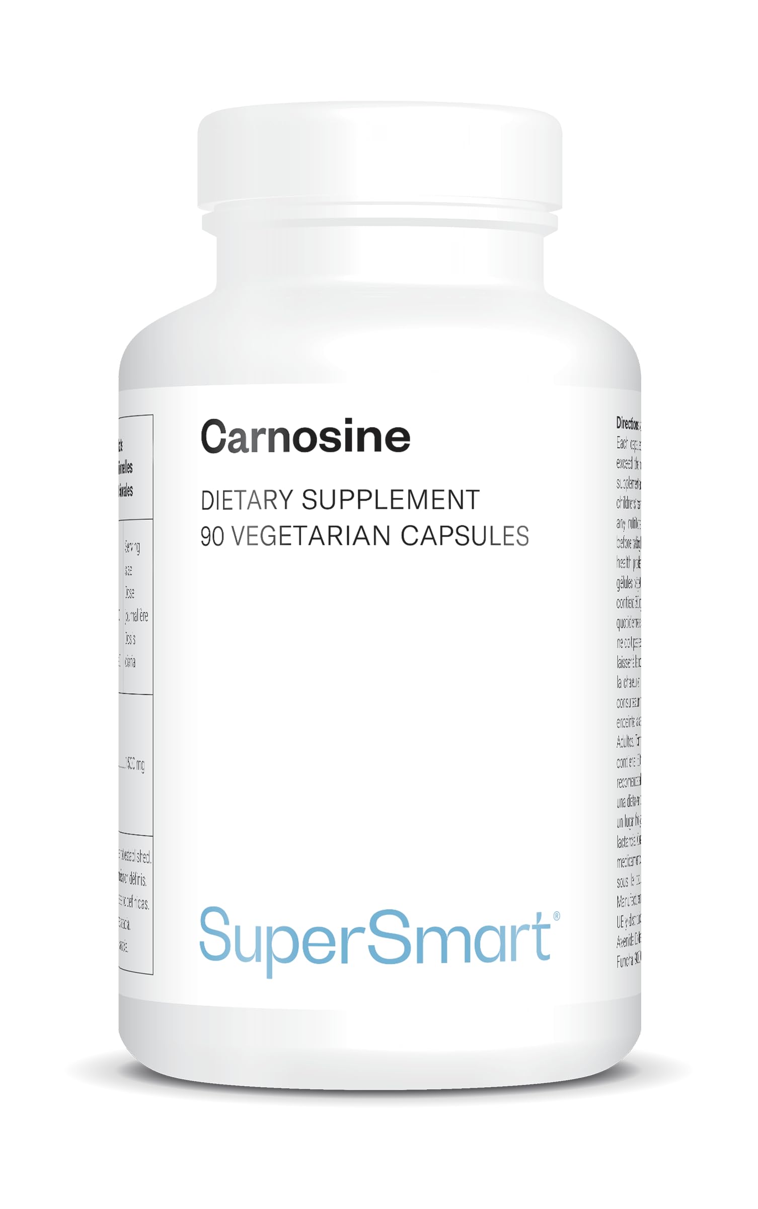 Carnosina (L-​Carnosina) – Contribuisce a Ridurre lo Stress Ossidativo, la Glicazione e a Rallentare l'Invecchiamento – Vegan – Senza Glutine – SuperSmart