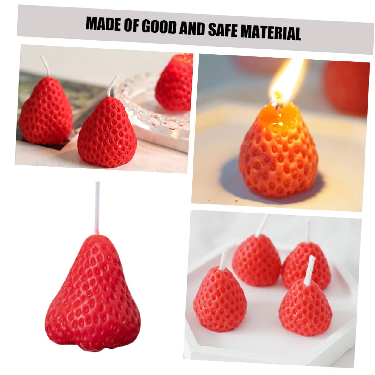 ULTECHNOVO Candele Profumate e Creare Un'atmosfera Calda e Confortevole Rosse a Forma di Fragola Set 9 in Paraffina, Decorative e Adorabili per Festa