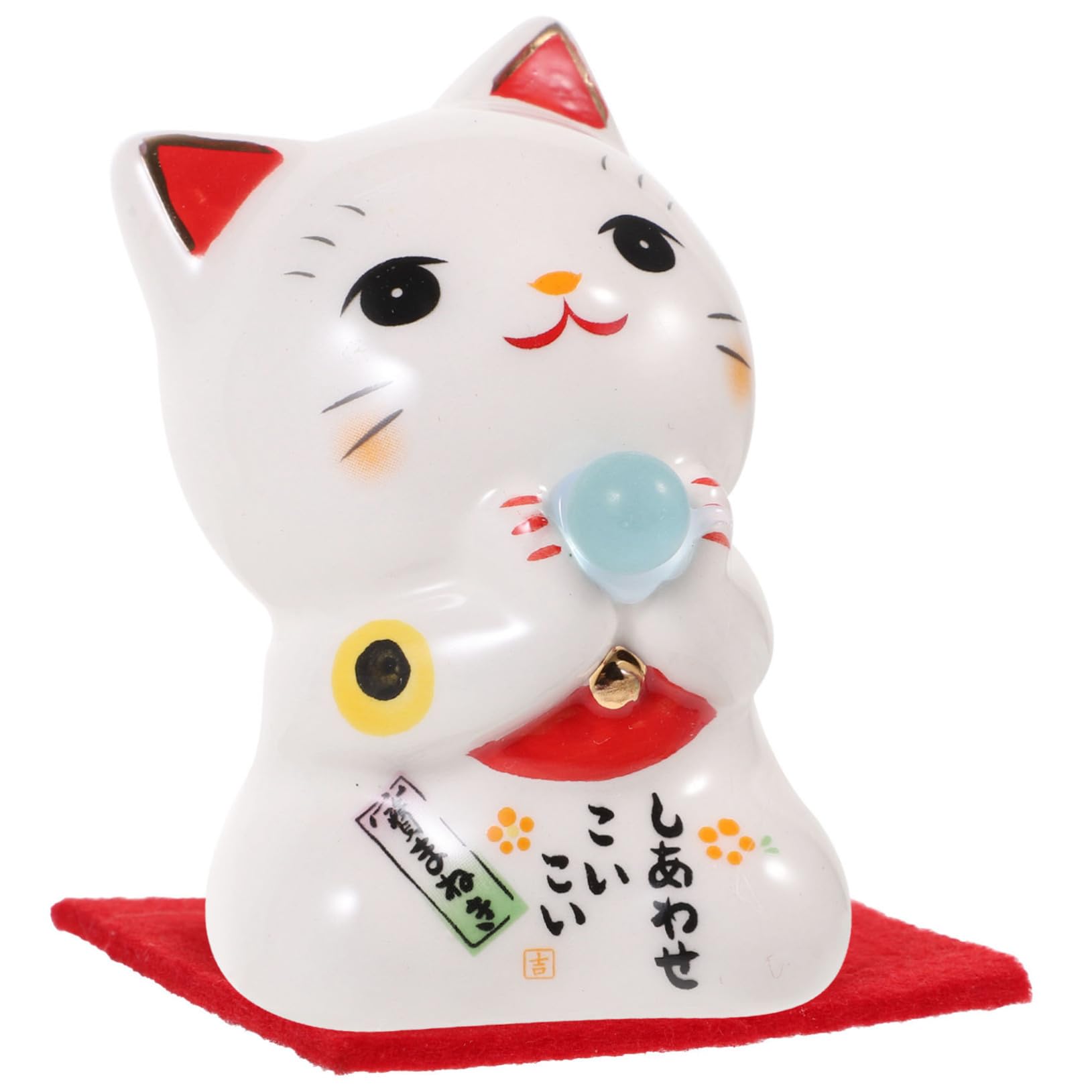 Alipis 8 Pièces Chat Chanceux Animaux Miniatures Statue Maneki Neko décoration Miniature Faire Signe Jouet décoration Maison Joli décor de Chat de en céramique Blanche