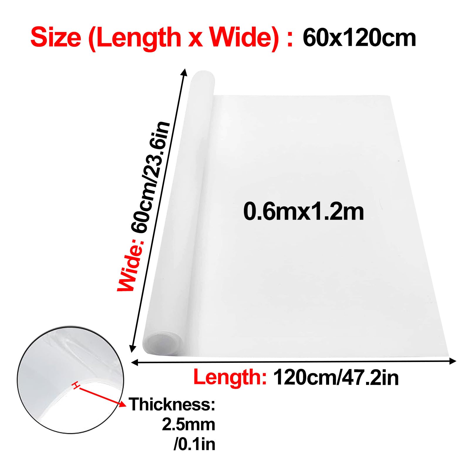 Dxcaicc Placa De Sellado De Silicona Hoja De Goma De Silicona Juntas Espesor De La Placa 2,5 mm para Reducción De Vibraciones E Impermeabilización,60cmx120cm