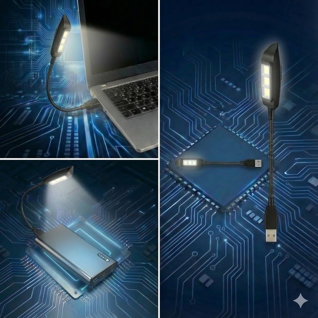 Infitronic IN3LED1USB – lampa 3 LED USB/lampa USB/lampa do czytania/lampka do czytania/lampka na klawiaturę do komputera, laptopa, notebooka, komputera, klawiatury (białe światło)