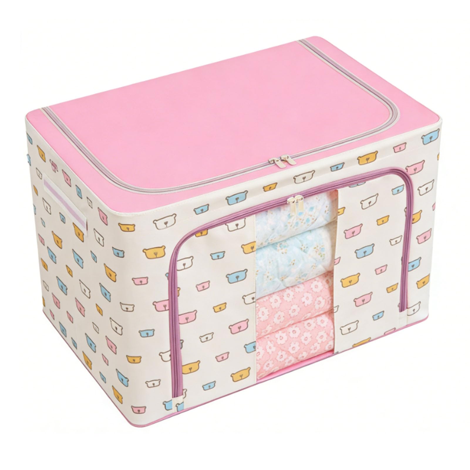 SIXRUN Cestino Portaoggetti Pieghevole per Abiti, Organizer per Armadio in Tessuto con Coperchio, Contenitore per Armadi 50x40x33 Cm per Guardaroba della Camera da Letto, Design Lavabile, Chiusura