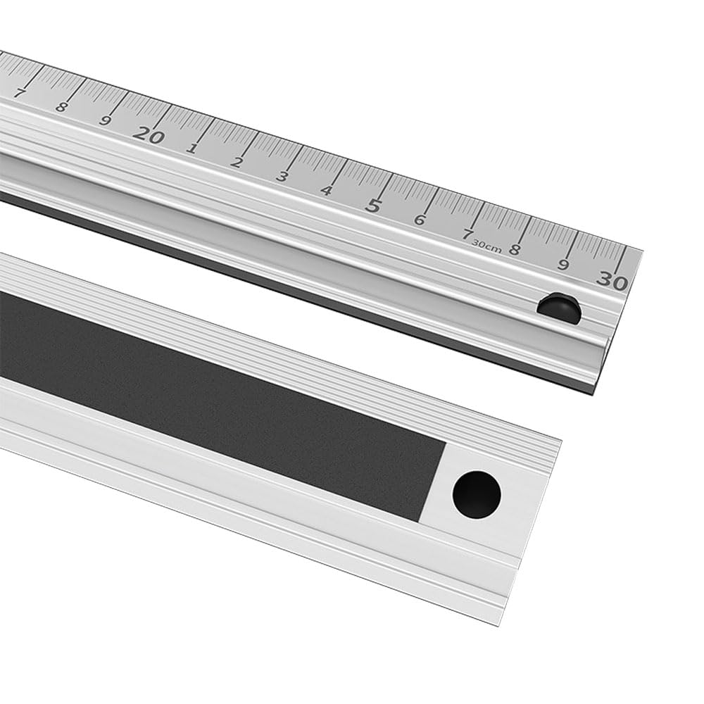 1 Pcs 30cm Aluminum Cutting Ruler, Non-Slip Raised Edge Grip with Protective Guard, Metal Ruler for Craft DIY and Precision Measurement, Cutting Guide Tool for Workshop and Hobby Projects