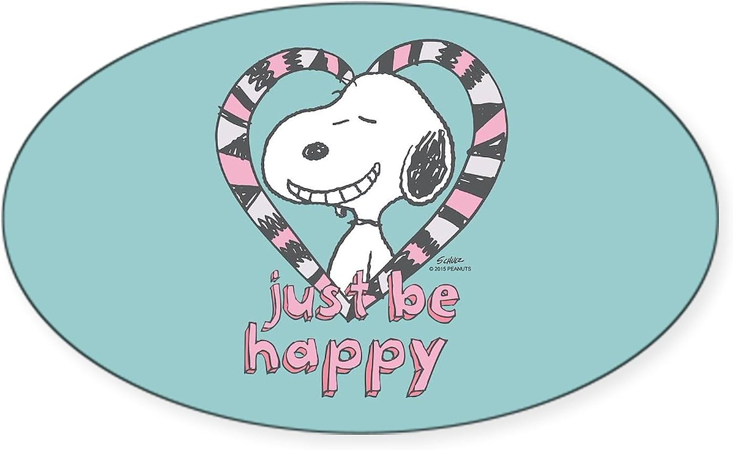 CafePress Peanuts: Snoopy Raining Hearts Oval Bumper Sticker Car Decal