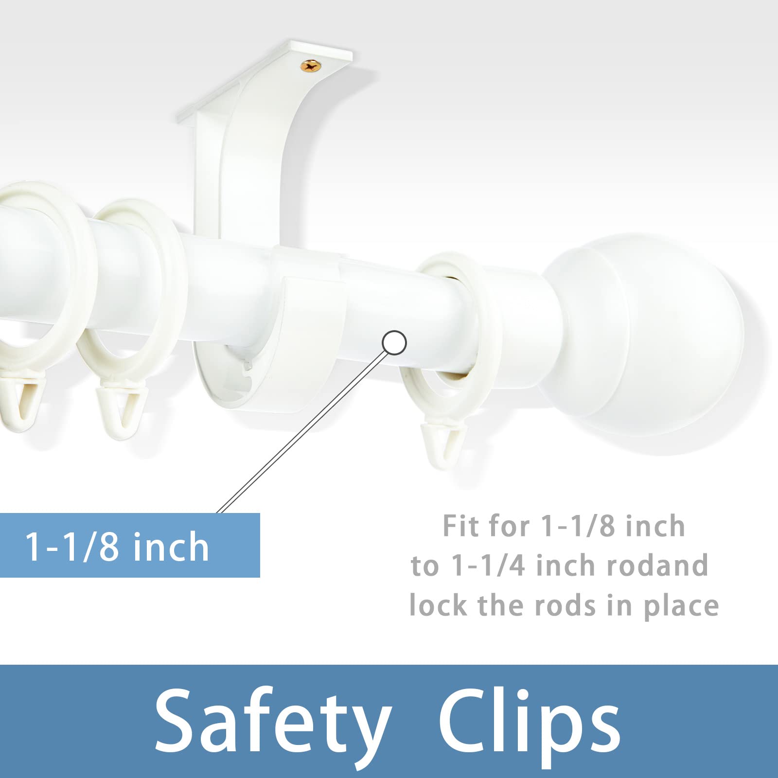 Generic 4 Pack Curtain Rod Ceiling Mount Brackets, Heavy Duty Aluminum Alloy Rod Holder with Plastic Buckle, White