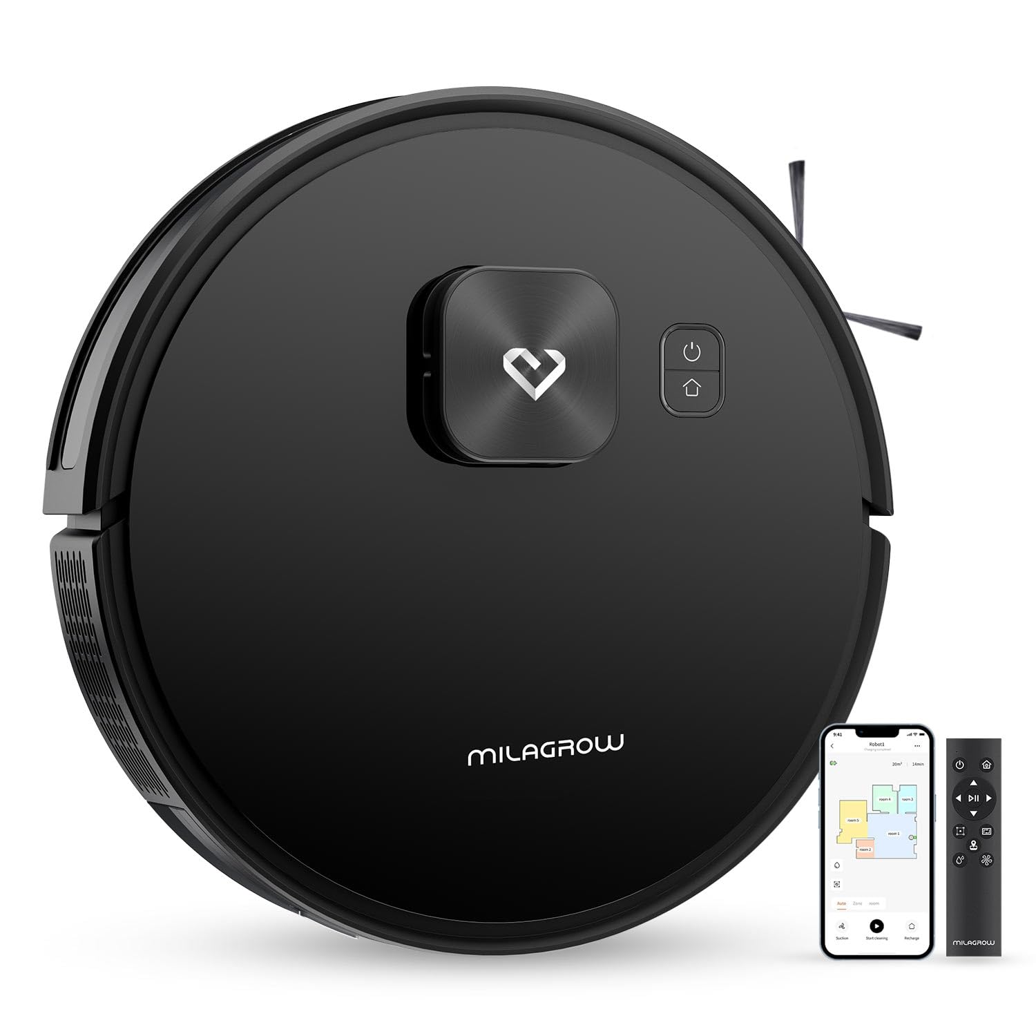 MILAGROW iMap 16 Galaxy Robot Vacuum Cleaner with 10000Pa Strong Suction, Automatic Self-Charging, Remote/Wi-Fi/App/Alexa Control, Ideal for Pet Hair, Hard Floor and Daily Cleaning (Black)
