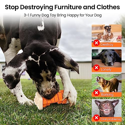 RUXAN Juguete masticable para Perros Indestructible, 3 en 1 Resistente Rompecabezas para Perros con Sabor a Leche, Juguetes para Perros pequeños y medianos - imagen 6