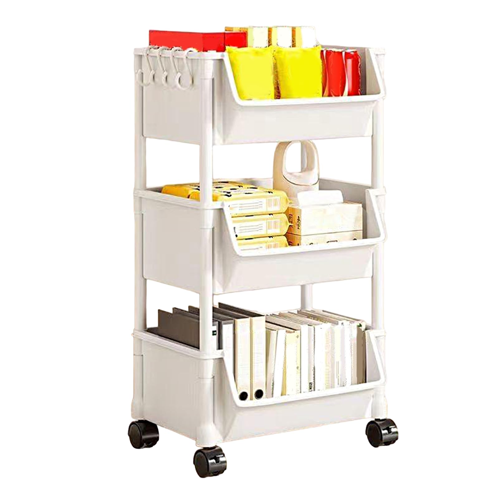 Chariot à livres à roulettes | Chariot de rangement de livres multi-couches | Chariot d'organisation multifonction pour chambre d'enfant, salon, papeterie et jouets