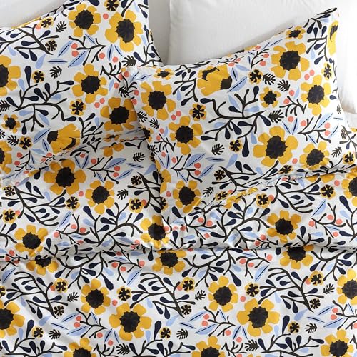Image of Marimekko - King Duvet Cover Set, Cotton Percale Reversible Bedding with Matching Shams, Floral Home Decor (Mykero Multicolor, King)
