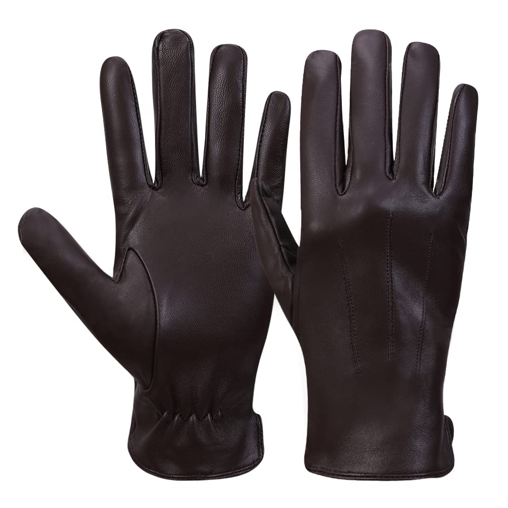 MGGM collection Guanti invernali da uomo in pelle Guanti da equitazione in morbida pelle di pecora foderati in cashmere caldo