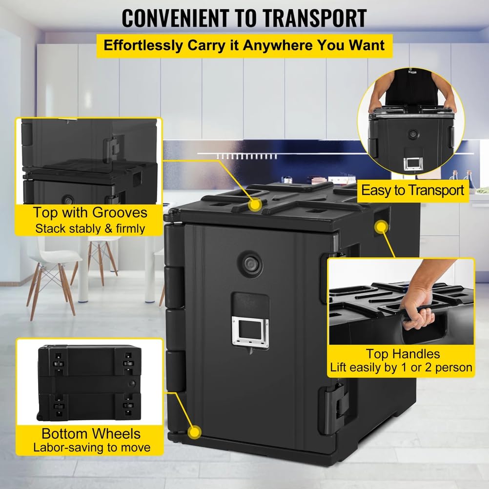 Transportador de alimentos aislado con ruedas y asas para catering y eventos