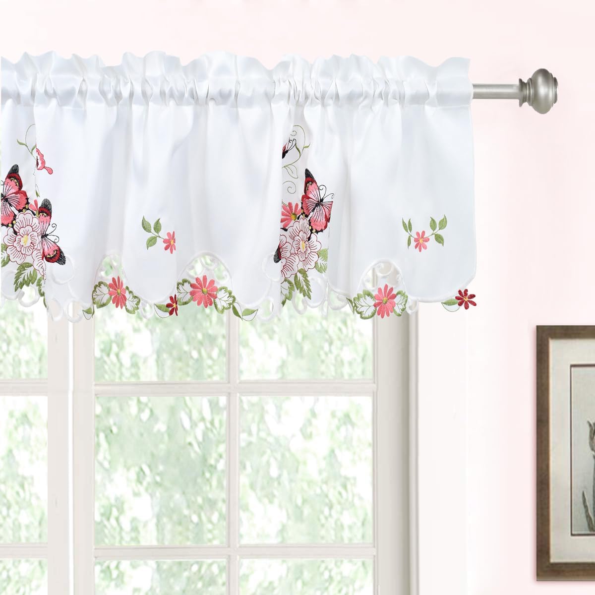 Amazon.com: Molaxhome Beautiful Dazzling Embroidered Window Valance,Rod ...