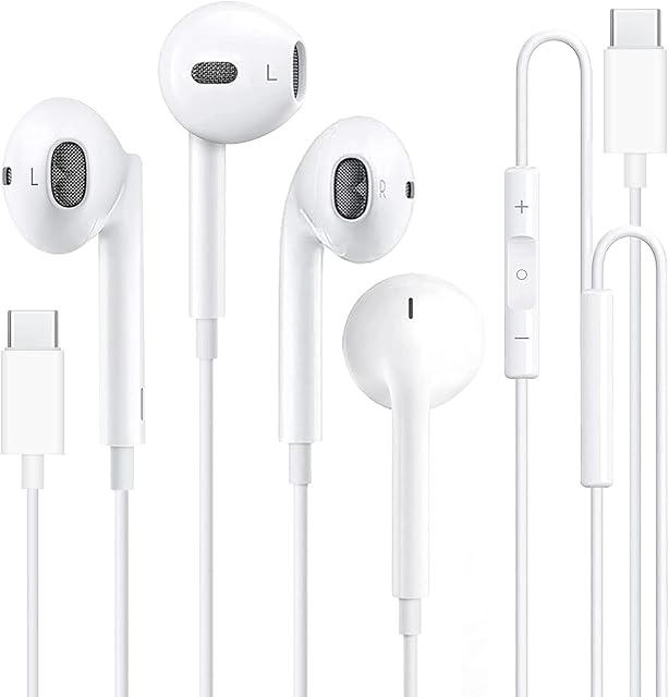 2 Pack USB C Headphones for iPhone 17/16/16e/15 Pro Max/Plus, Type C Earphones with Microphone & Volume Control HiFi Stereo Earbuds for Galaxy S24/S23/S22/S21/Ultra Note