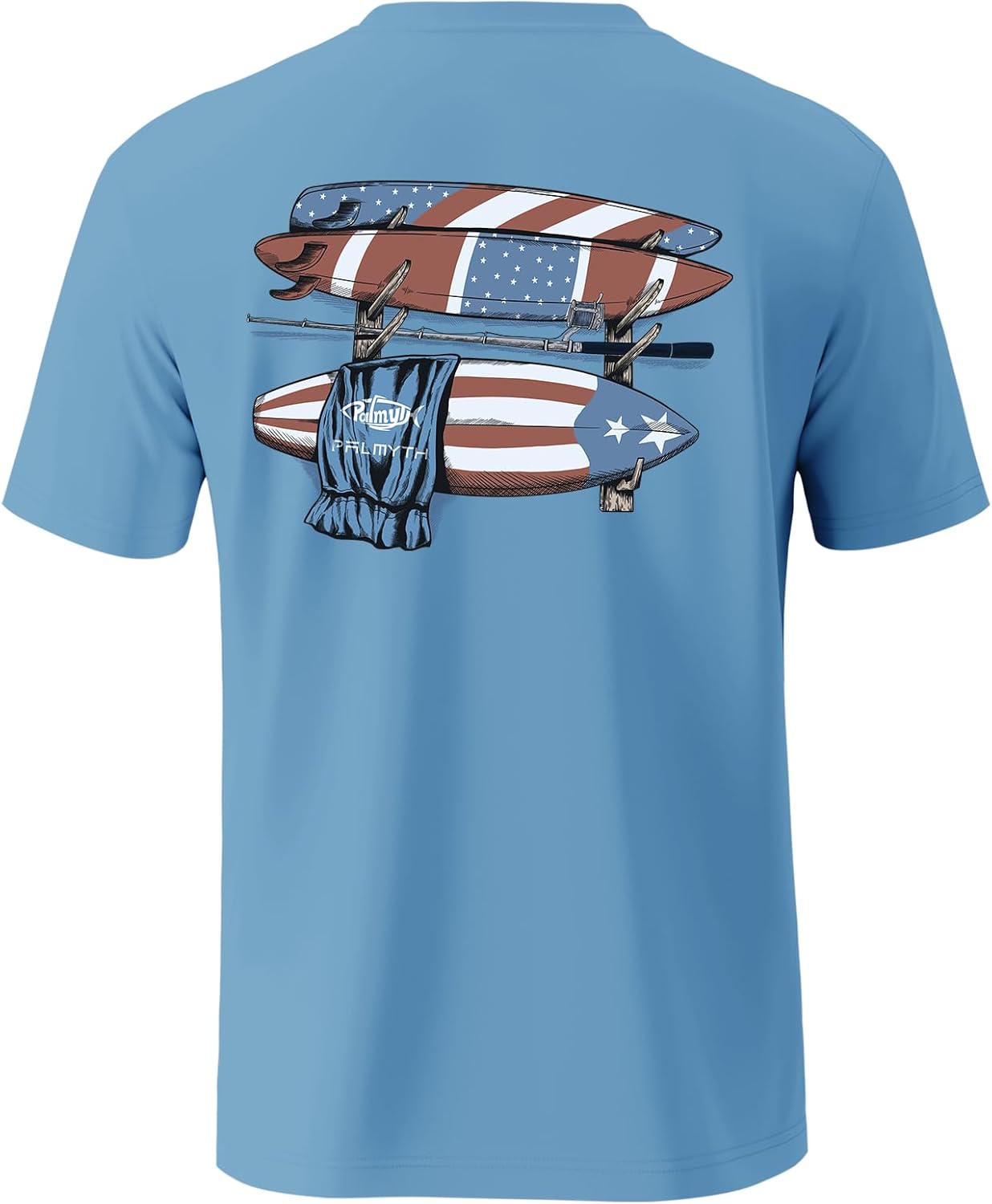 Palmyth Men's Fishing Shirt Short Sleeve T-Shirt Sun Protection UV UPF 50+ Tee