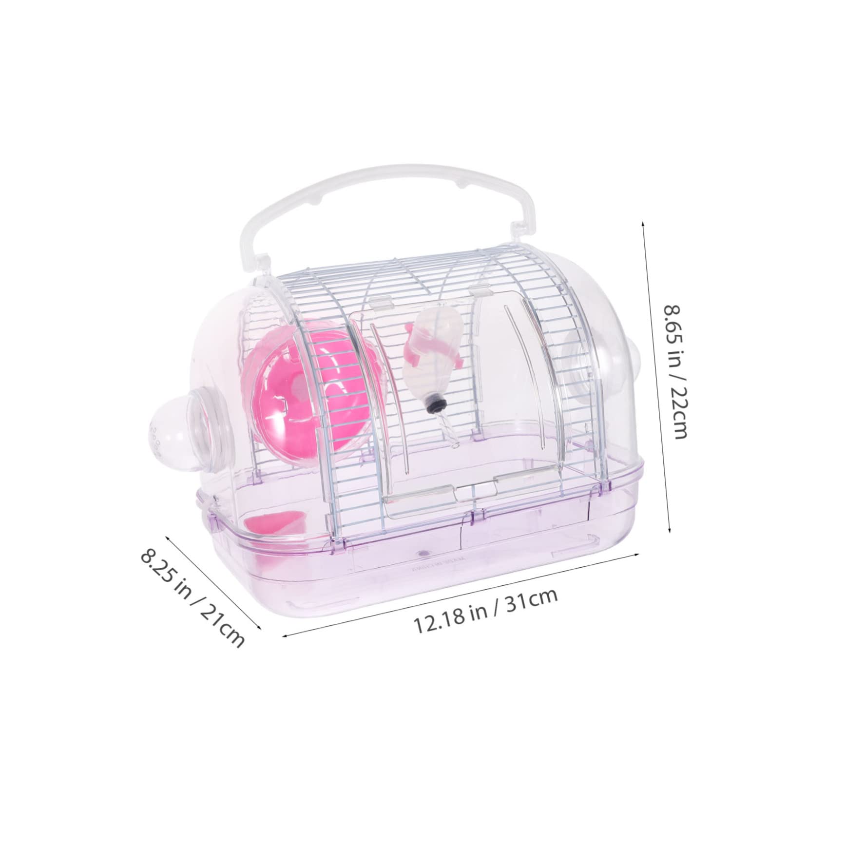 Hamstertransportbox Reisekäfig aus Kunststoff und Eisen, Rosa