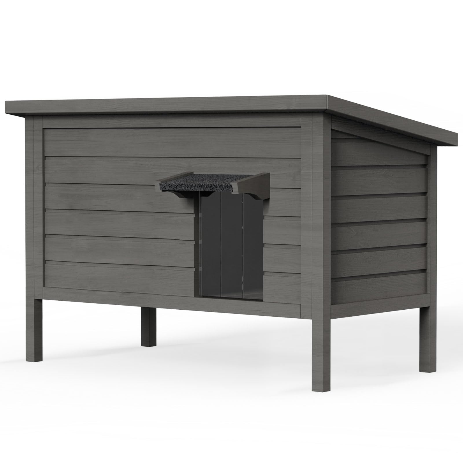 Outdoor Cat House for Winter Waterproof Feral Cat House, All-Round Foam Insulated and Thermostatic Large Outdoor Cat Shelter, Solid Wood Cat Condos for Multiple Cats 34.4 "L * 21.7" W * 27.2"H