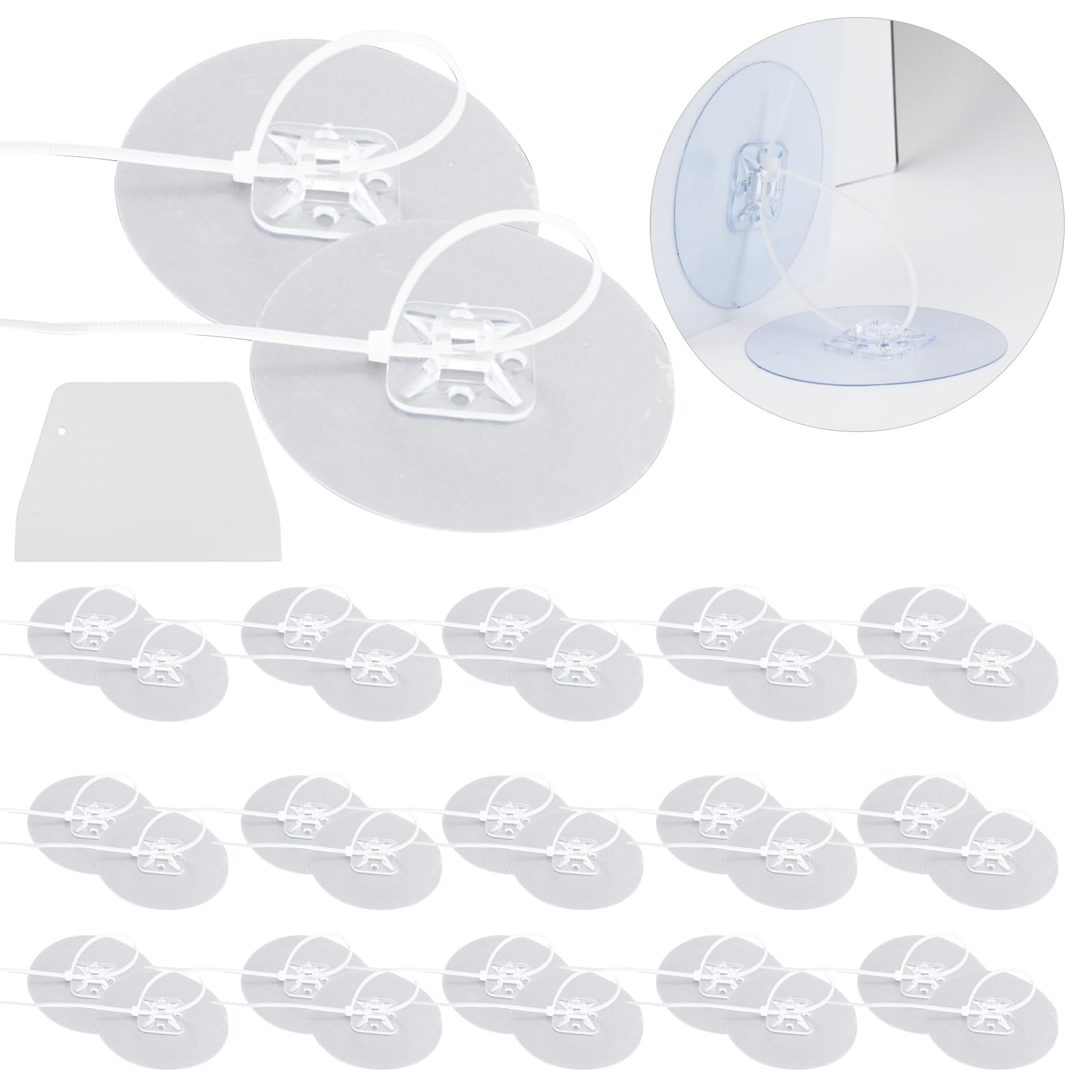 32Pcs Adhesive Furniture Wall Anchor Set, Anti-Shedding No Drill Baby Proofing Furniture Anchor, Safety Anti Tipping Anchor with Strap Scraper, Pet Protecting Cabinet Bracket for Bookshelf Kids