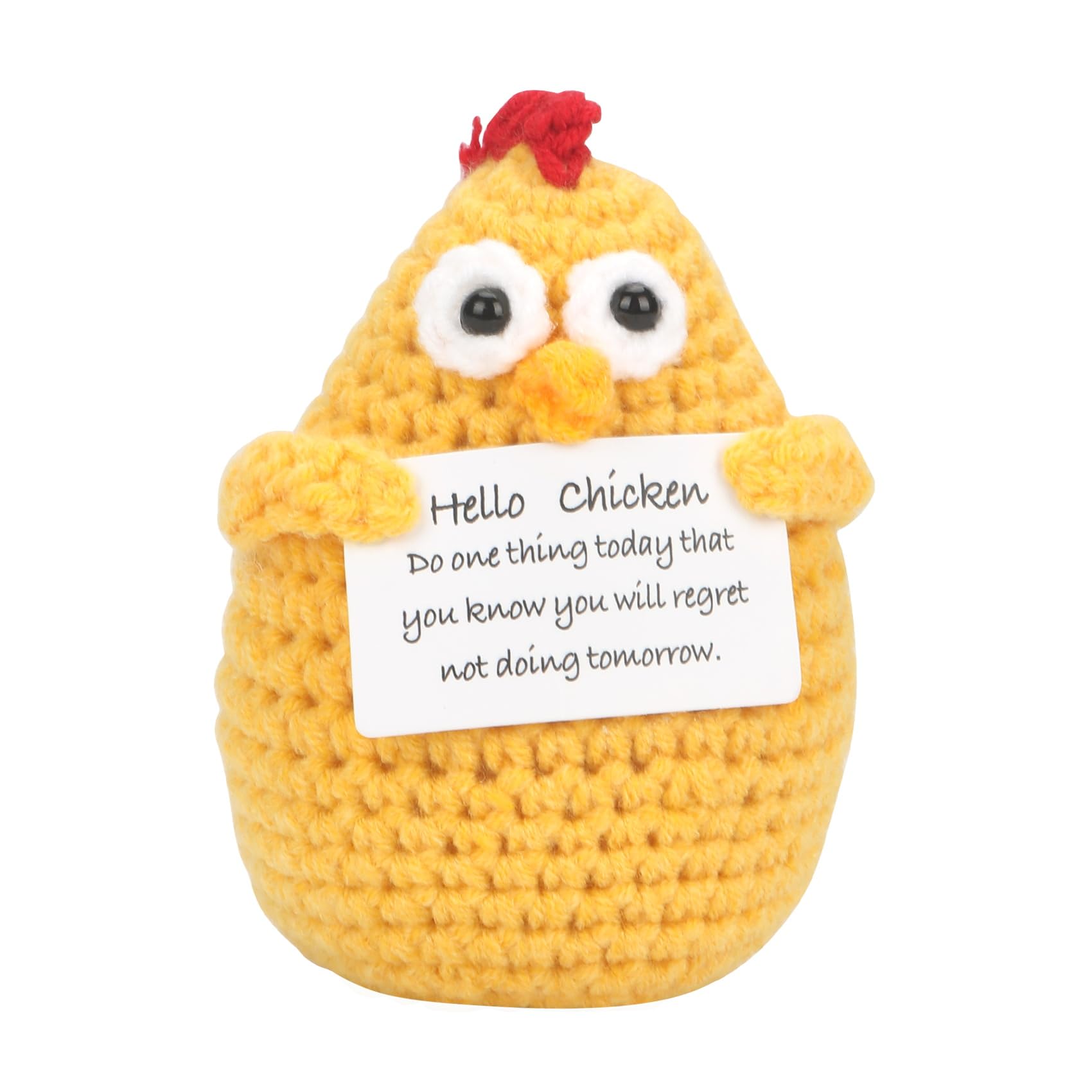 MUCOOS Positive Crochet Chicken Gift, Emotional Support Nuggets, Handmade Positive Crochet Animal, Encouragement Ornament, Emotional Support Crochet, Cheer up Decor for Birthday Farewell Gift