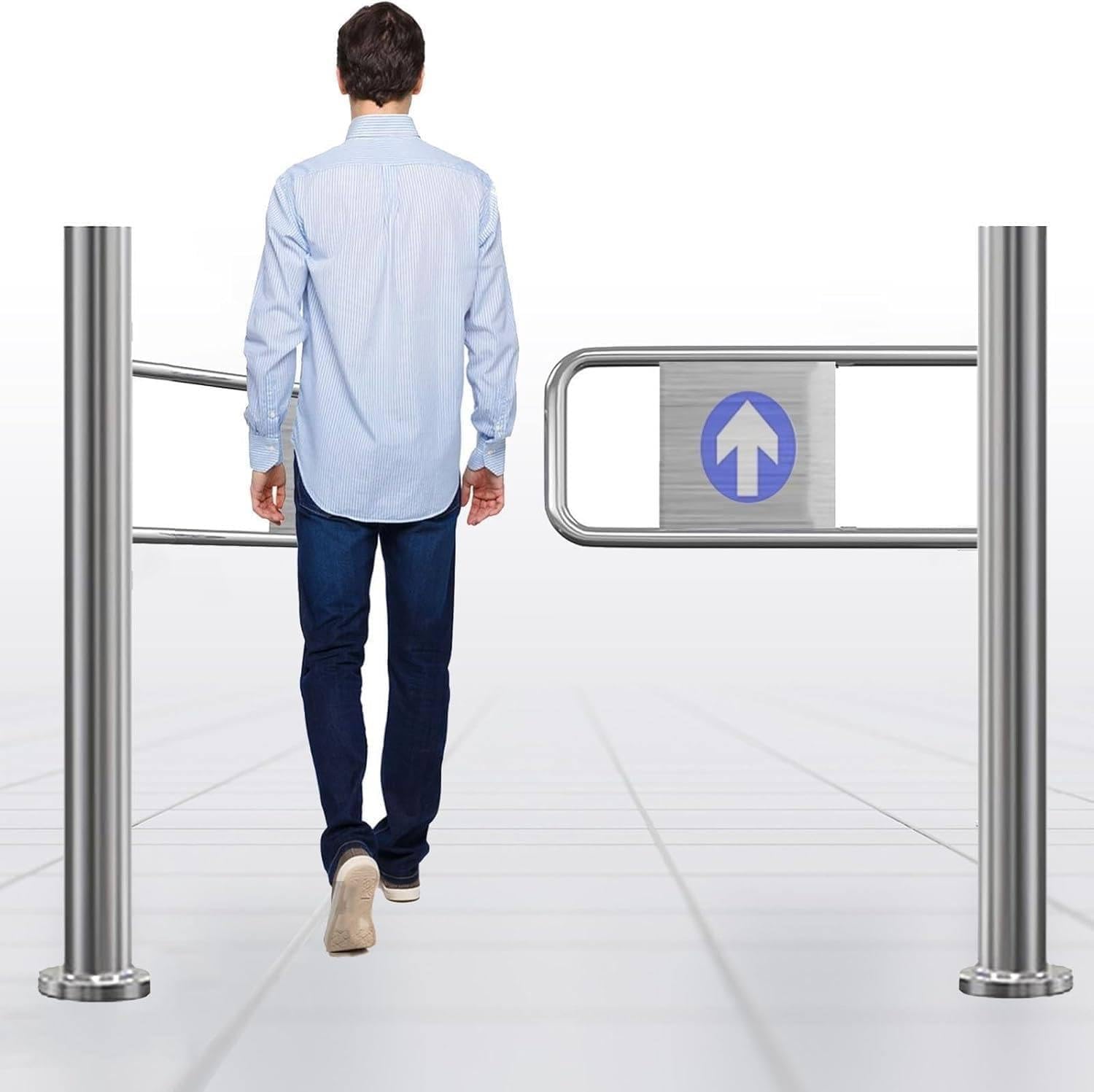Puerta batiente de entrada, puerta de seguridad para supermercados, puerta batiente universal de metal industrial para almacenes, puerta de cierre automático para bibliotecas left-90*100cm