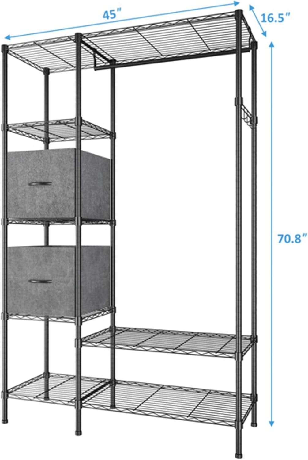 Metal Garment Rack Portable Clothes Hanger Closet Organizer Black